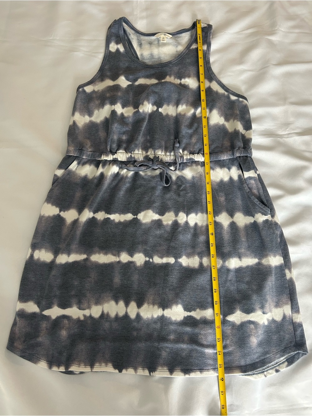 Women’s Terra & Sky blue Strip Tie Dye Sleeveless Dress size OX 14W with pockets - Picture 6 of 9